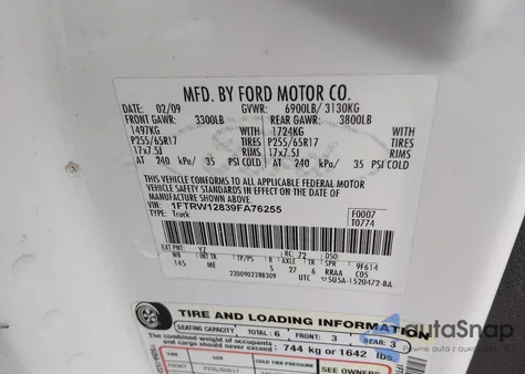 2009 Ford F-150 Xl/Xlt z USA, uszkodzony, nr VIN 1FTRW12839FA76255